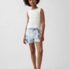 Pantalones cortos de mezclilla de talle alto con estampado tie-dye para niños