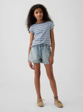 Pantalones cortos de mezclilla de talle alto para niños