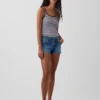 Pantalones cortos de mezclilla de talle bajo con cordón de 3"