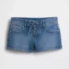 Pantalones cortos de mezclilla de talle bajo con cordón de 3"