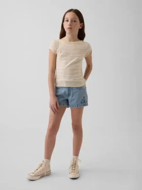 Pantalones cortos de mezclilla de talle bajo para niños