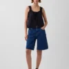 Pantalones cortos de mezclilla de talle medio y corte largo