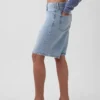 Pantalones cortos de mezclilla de talle medio y corte largo de 11"