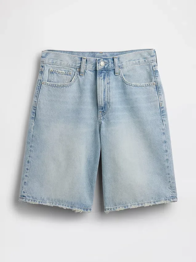 Pantalones cortos de mezclilla de talle medio y corte largo de 11"