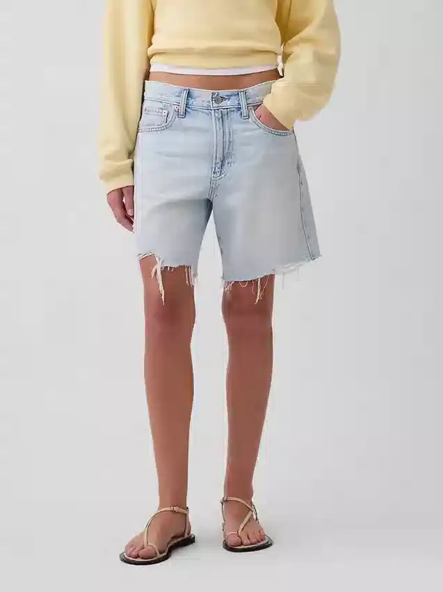 Pantalones cortos de mezclilla holgados de talle medio