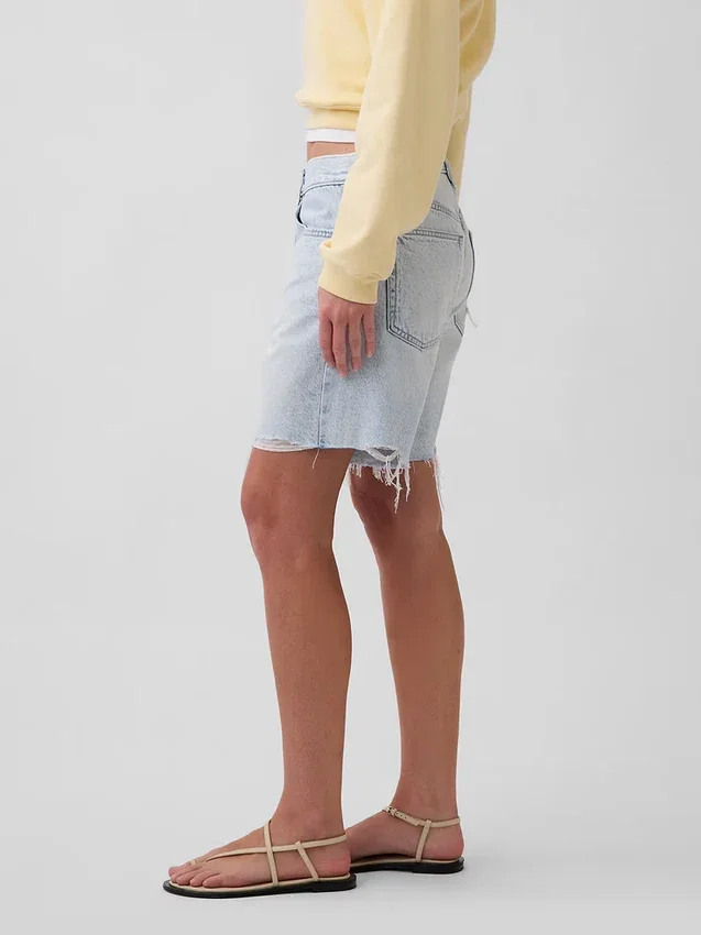 Pantalones cortos de mezclilla holgados de talle medio