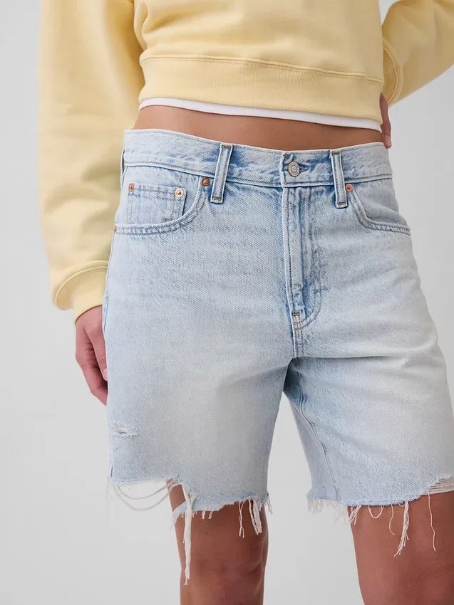 Pantalones cortos de mezclilla holgados de talle medio