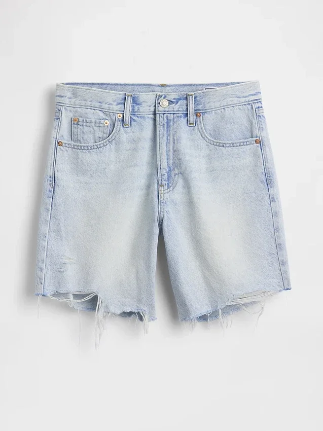 Pantalones cortos de mezclilla holgados de talle medio