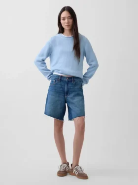 Pantalones cortos de mezclilla holgados de talle medio de 8"