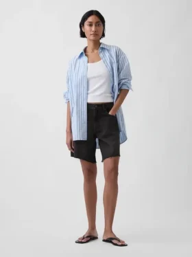 Pantalones cortos de mezclilla holgados de talle medio de 8"