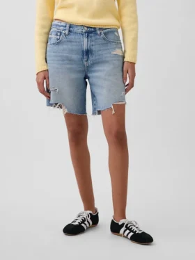 Pantalones cortos de mezclilla holgados de talle medio de 8″