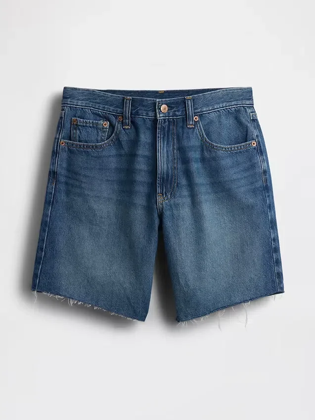 Pantalones cortos de mezclilla holgados de talle medio de 8"
