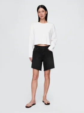 Pantalones cortos de mezclilla holgados estilo años 90, de talle medio, de 8"