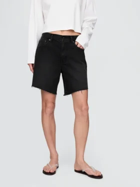 Pantalones cortos de mezclilla holgados estilo años 90, de talle medio, de 8″