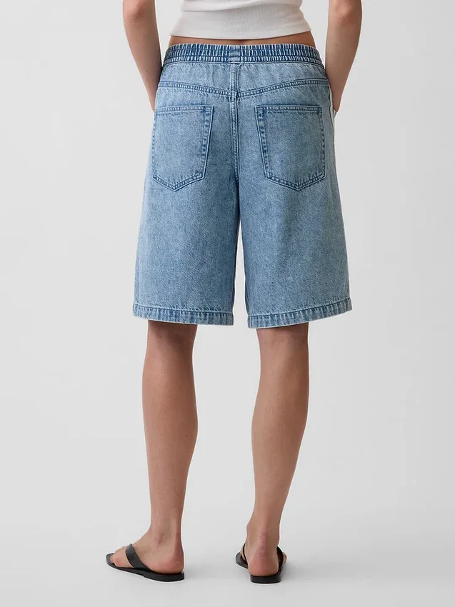 Pantalones cortos de mezclilla largos «Easy Stripe» ultrasuaves de talle medio, de 11"