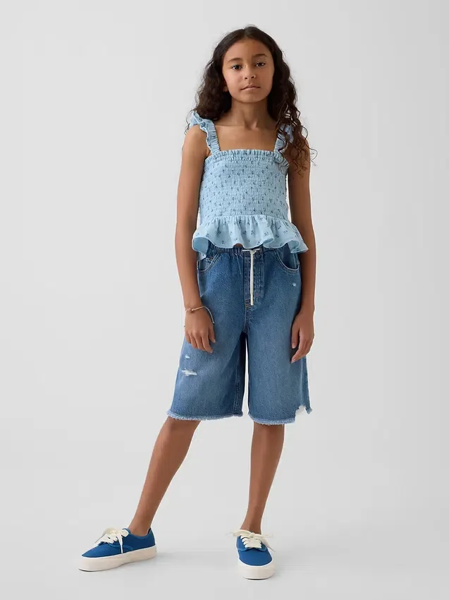 Pantalones cortos de mezclilla para niños de talle bajo, ultrasuaves y de corte largo