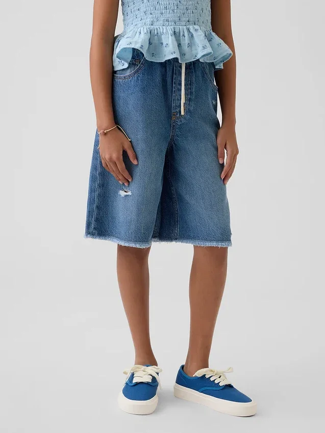 Pantalones cortos de mezclilla para niños de talle bajo, ultrasuaves y de corte largo