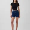 Pantalones cortos de mezclilla rectos, holgados y estilo marinero, de talle alto de 3.5"