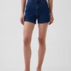 Pantalones cortos de mezclilla rectos, holgados y estilo marinero, de talle alto de 3.5"