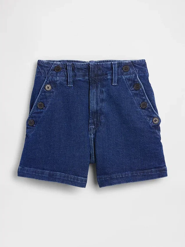 Pantalones cortos de mezclilla rectos, holgados y estilo marinero, de talle alto de 3.5"