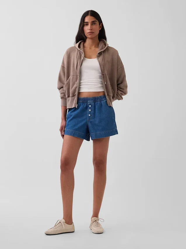 Pantalones cortos de mezclilla ultrasuaves de talle medio