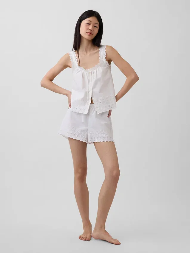Pantalones cortos de pijama bordados
