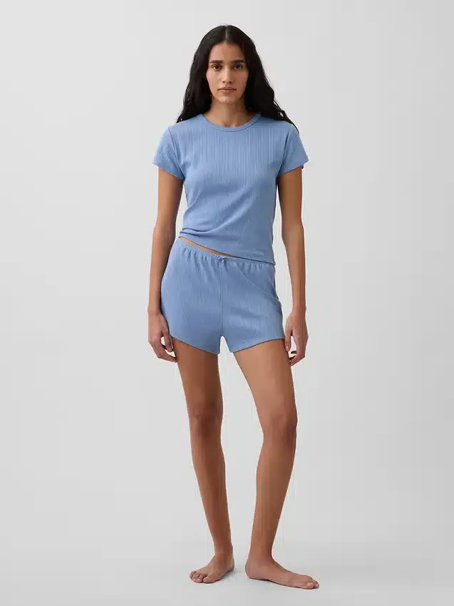 Pantalones cortos de pijama con diseño de punto calado