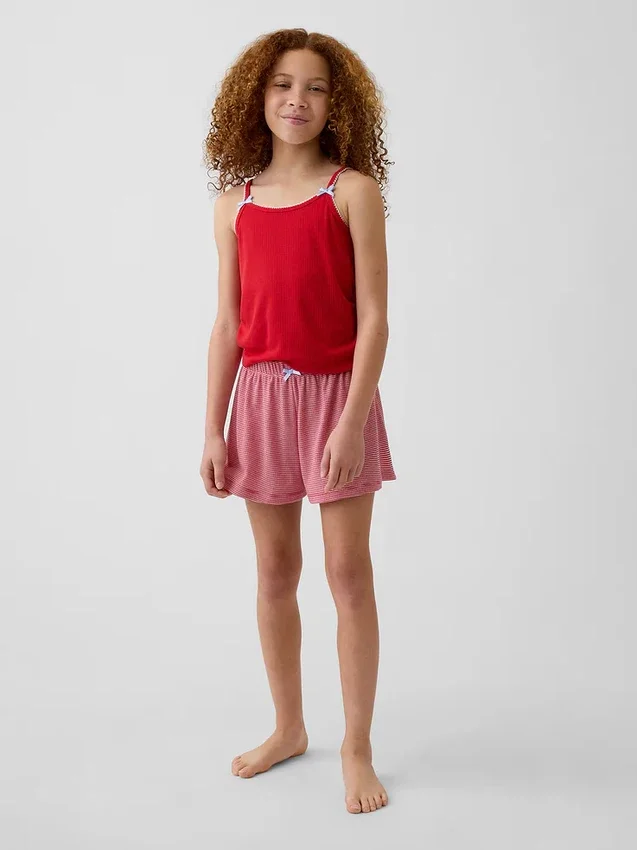 Pantalones cortos de pijama de canalé reciclado para niños