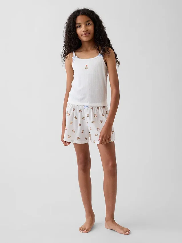 Pantalones cortos de pijama de canalé reciclado para niños