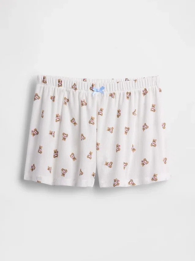 Pantalones cortos de pijama de canalé reciclado para niños