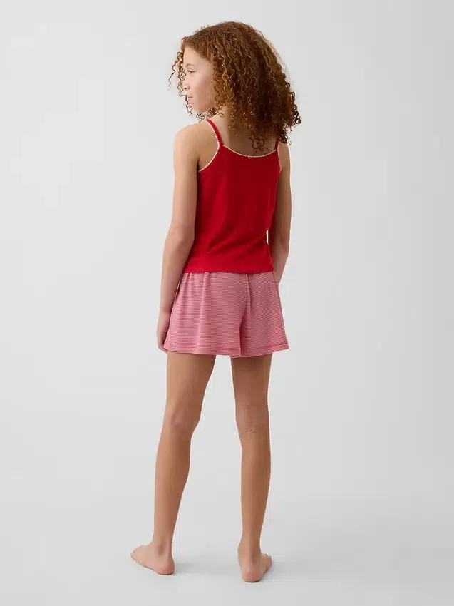 Pantalones cortos de pijama de canalé reciclado para niños