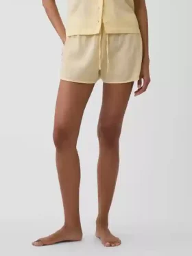 Pantalones cortos de pijama de gasa arrugada