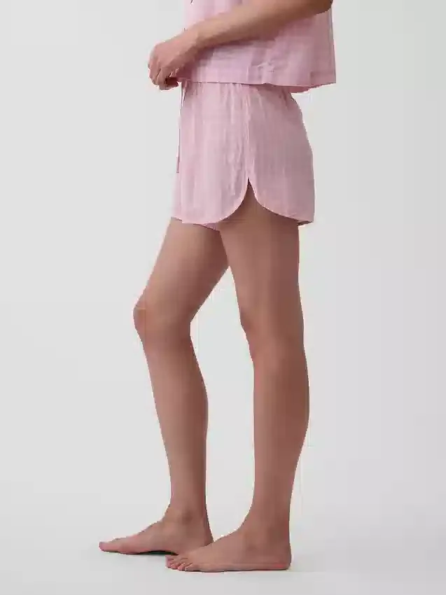 Pantalones cortos de pijama de gasa arrugada