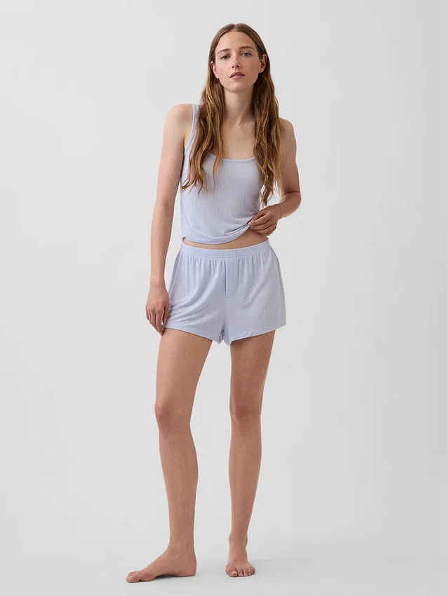 Pantalones cortos de pijama de modal acanalado ultra suaves