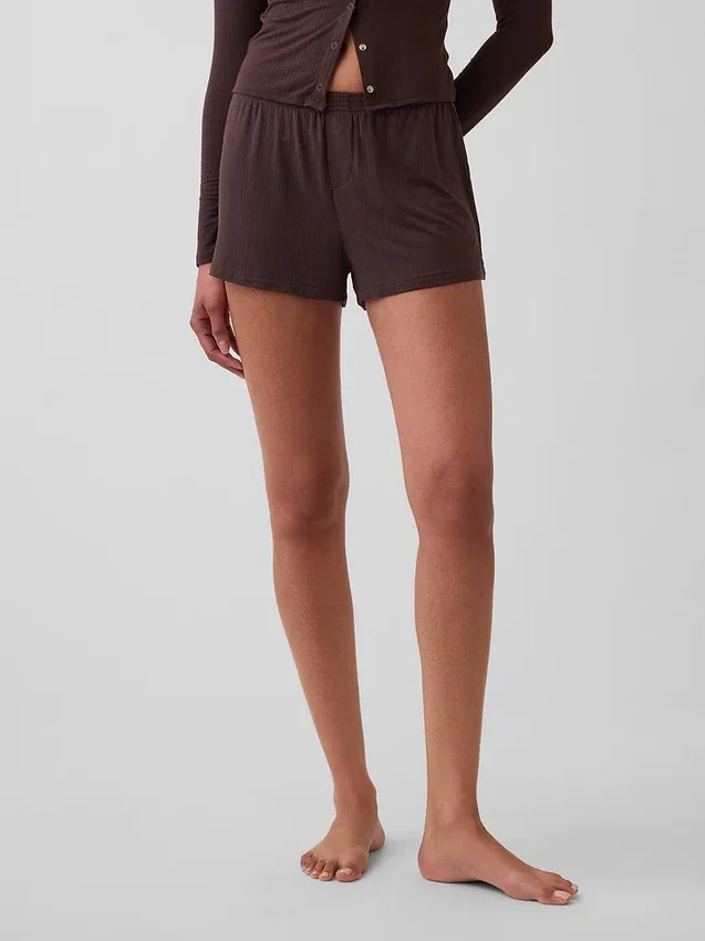 Pantalones cortos de pijama de modal acanalado ultra suaves