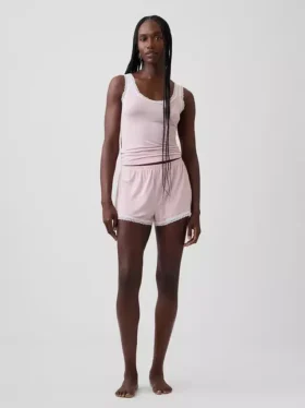 Pantalones cortos de pijama de modal supersuave con ribete de encaje