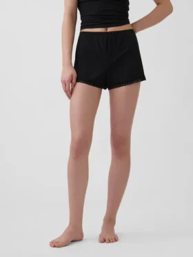 Pantalones cortos de pijama de modal supersuave con ribete de encaje