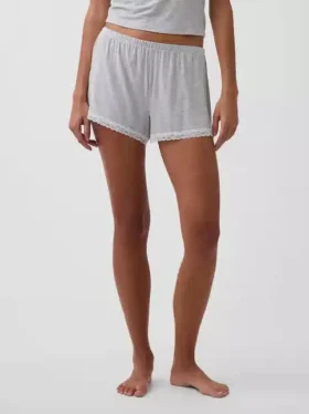 Pantalones cortos de pijama de modal supersuave con ribete de encaje
