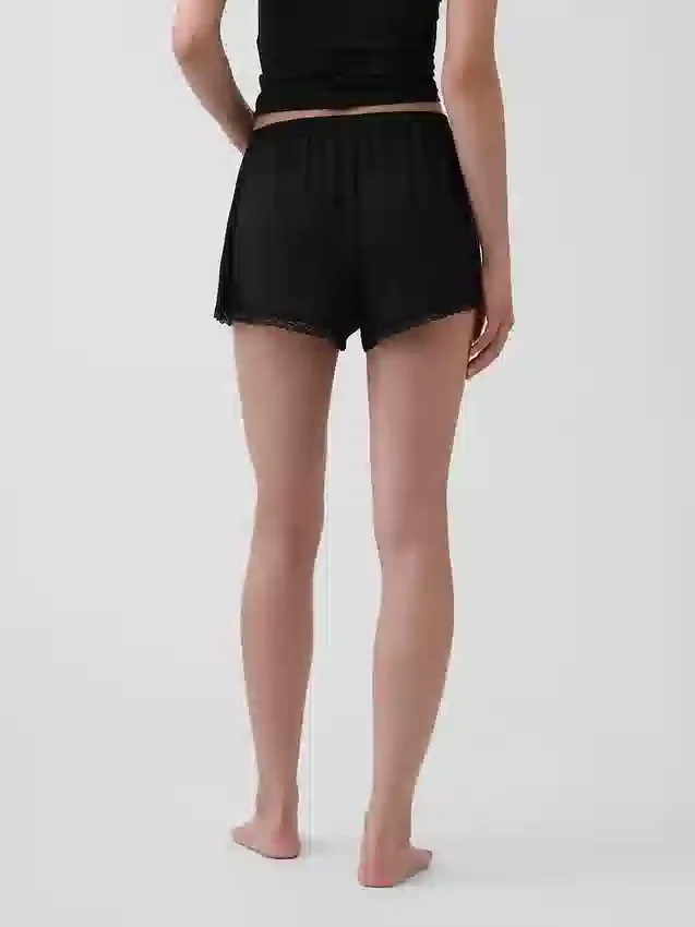 Pantalones cortos de pijama de modal supersuave con ribete de encaje