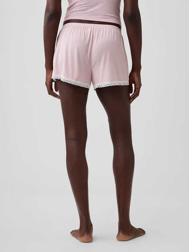 Pantalones cortos de pijama de modal supersuave con ribete de encaje