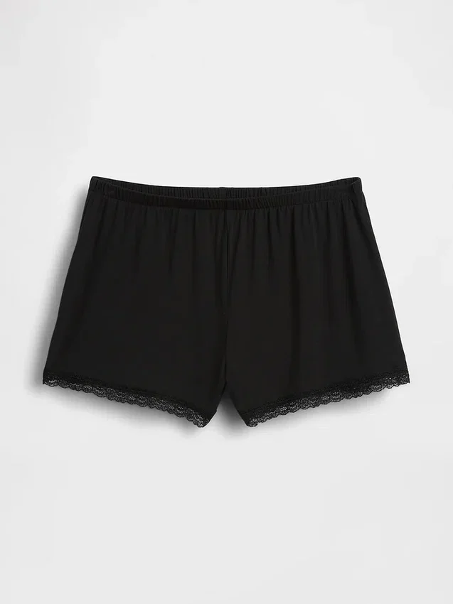 Pantalones cortos de pijama de modal supersuave con ribete de encaje