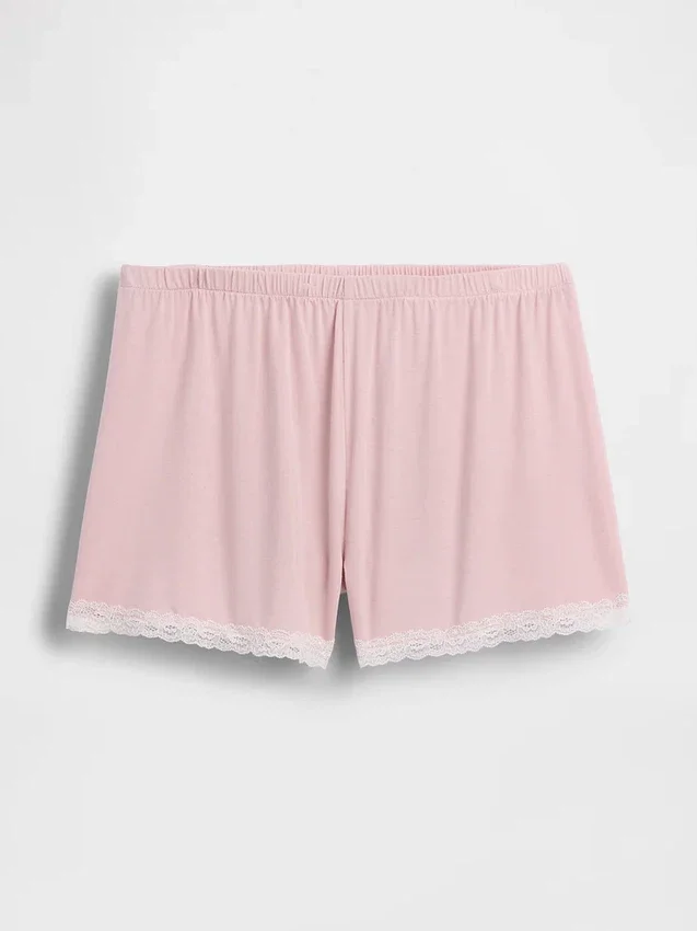 Pantalones cortos de pijama de modal supersuave con ribete de encaje