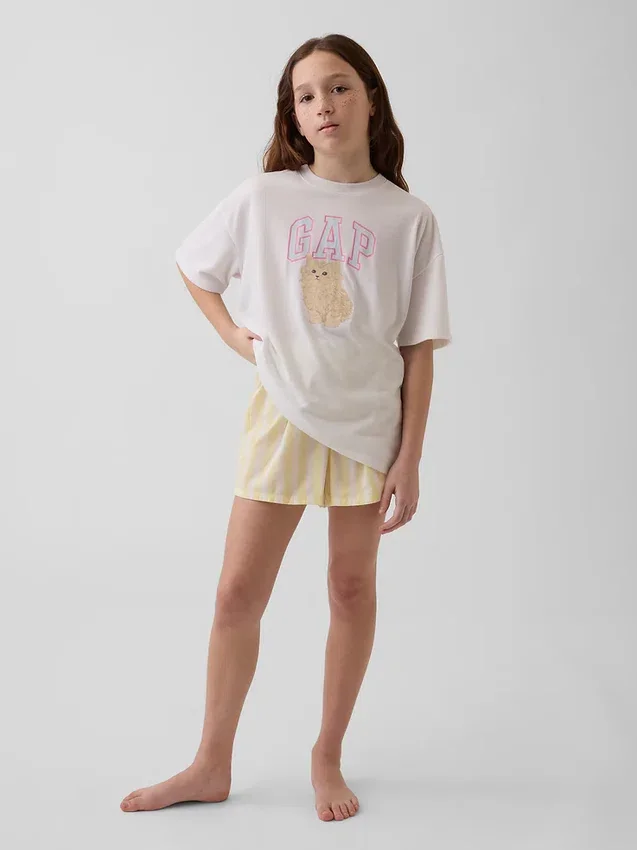 Pantalones cortos de pijama de popelín reciclado para niños
