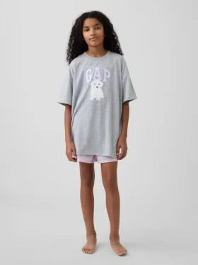 Pantalones cortos de pijama de popelín reciclado para niños