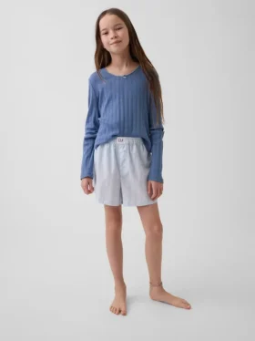 Pantalones cortos de pijama de popelín reciclado para niños
