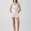Pantalones cortos de pijama de punto pointelle con dobladillo ondulado