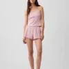 Pantalones cortos de pijama de punto pointelle con dobladillo ondulado