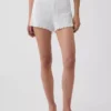 Pantalones cortos de pijama de punto pointelle con dobladillo ondulado