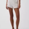 Pantalones cortos de pijama de punto pointelle con dobladillo ondulado