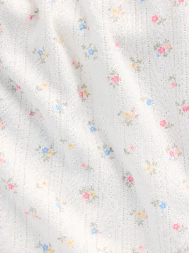 Pantalones cortos de pijama de punto pointelle con dobladillo ondulado